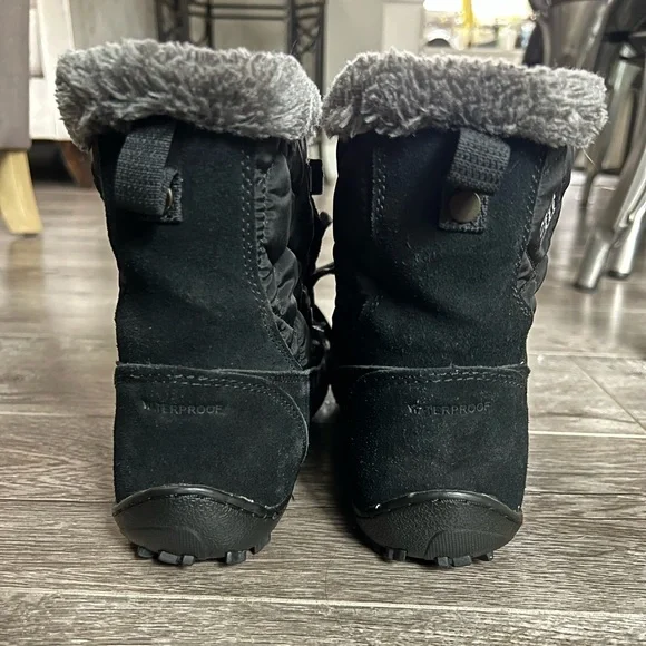 Columbia Omni Tech Quilted Winter Insulated Snow Boot Suede Black Size 8 - Picture 3 of 6